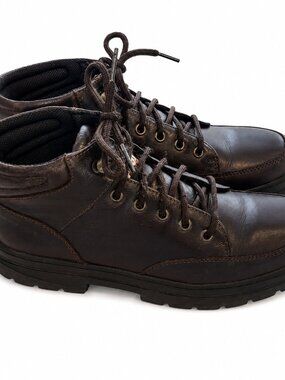 FILA Mens Brown Leather Ankle Boots Size 8 Lug Sole Moc Toe Lace Up